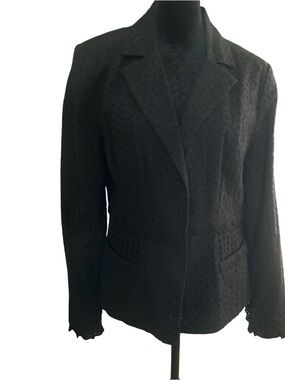 cabi Black Women's Eyelet Blazer Jacket - Classic Tailored Style size 6